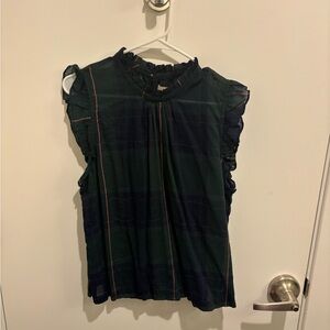Anthropologie | plaid blouse | size L